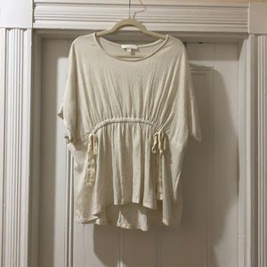 Anthro L off white cotton blouse by eri + ali